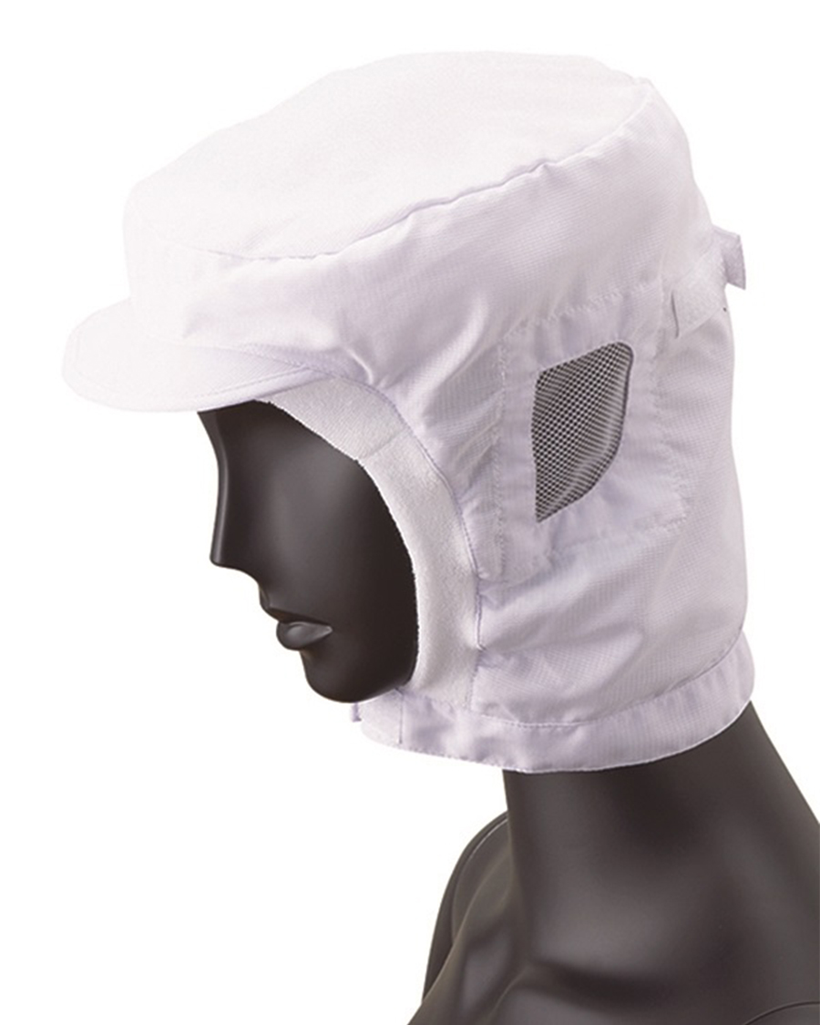 ユニベルV3】常温作業向け 八角帽子(メッシュケープ付き