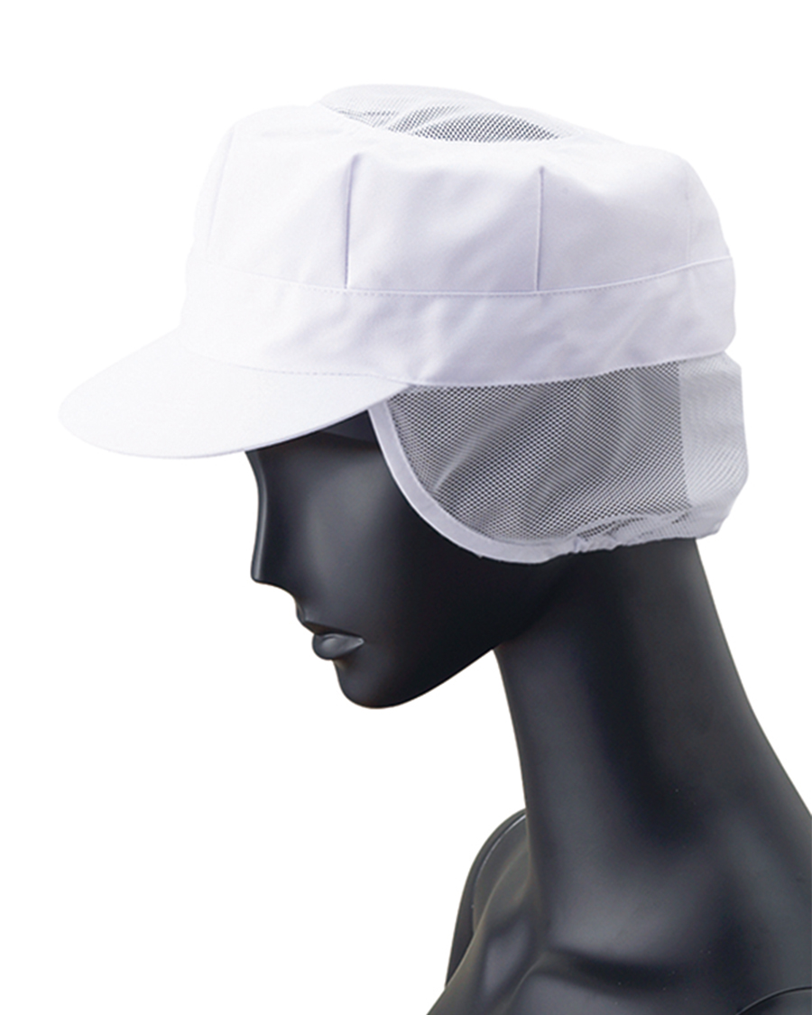 ユニベルV3】常温作業向け 八角帽子(メッシュケープ付き