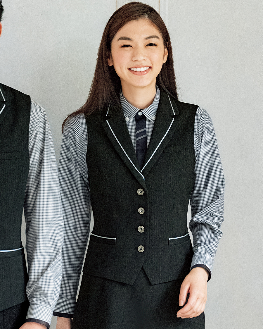 ストレッチ・フィルムストライプ】レディスベスト | ユニフォーム総合