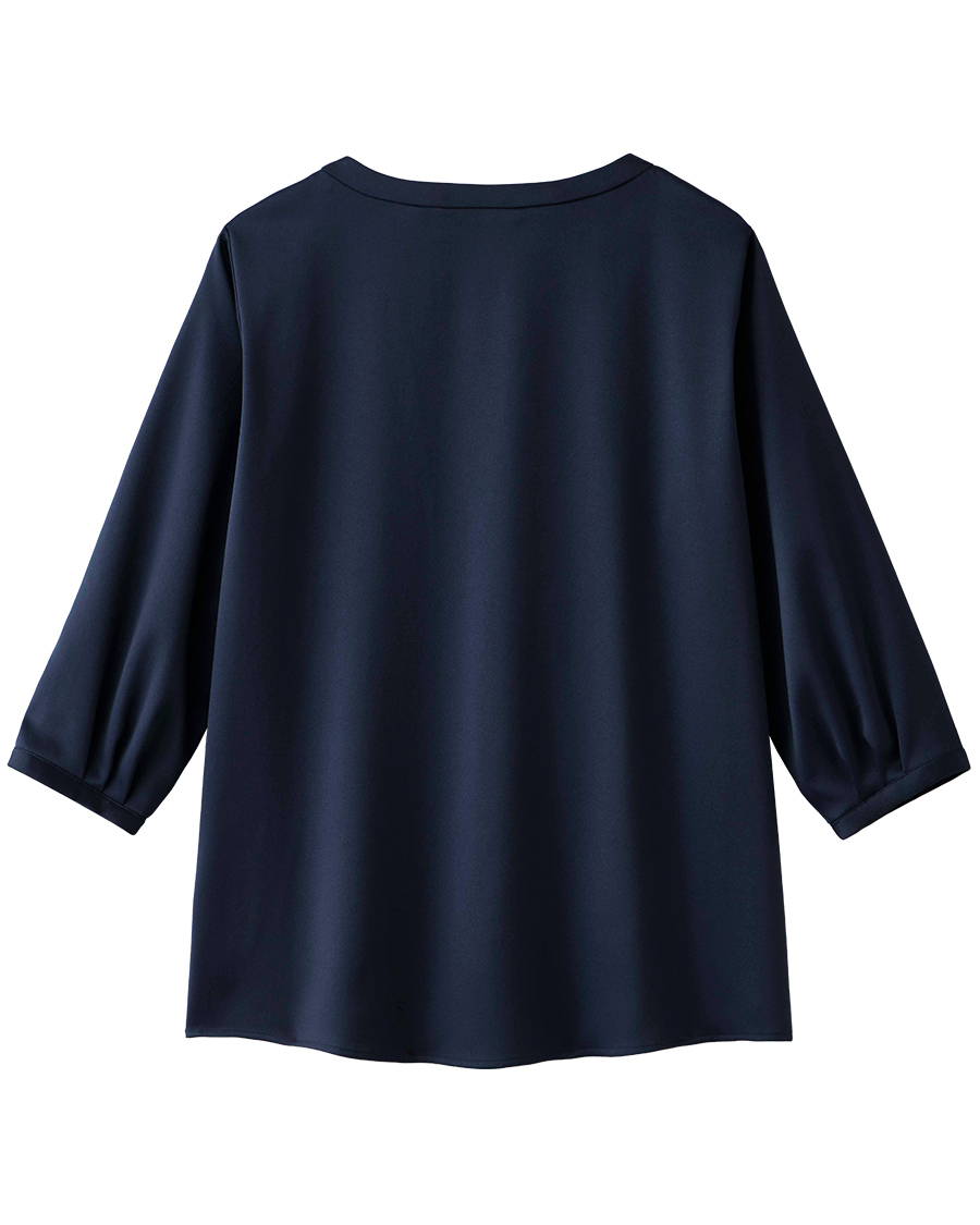 クリーミーサテン】七分袖 サテンプルオーバーブラウス | ユニフォーム