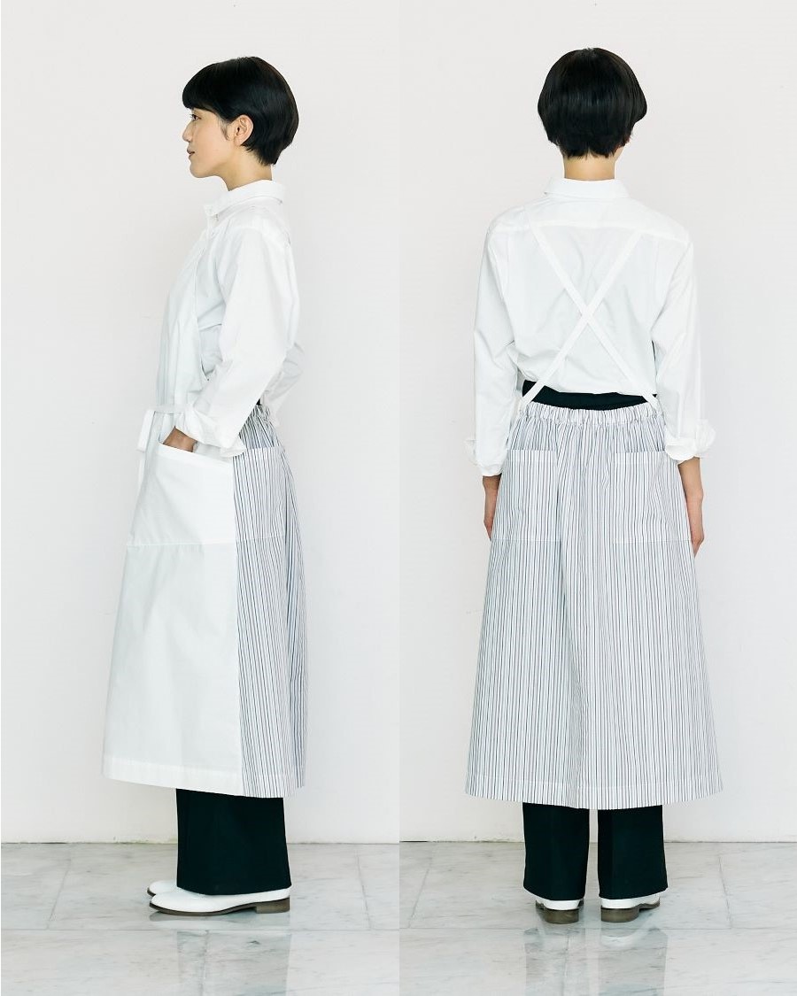 Y's for living ストライプエプロンドレス エプロンスカート