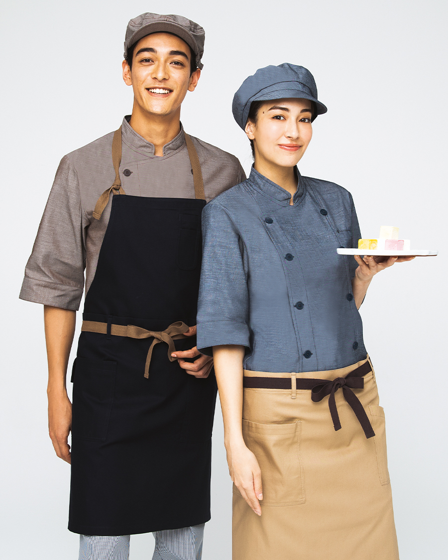 シリアル・シャンブレー】男女兼用ショップコート | ユニフォーム総合