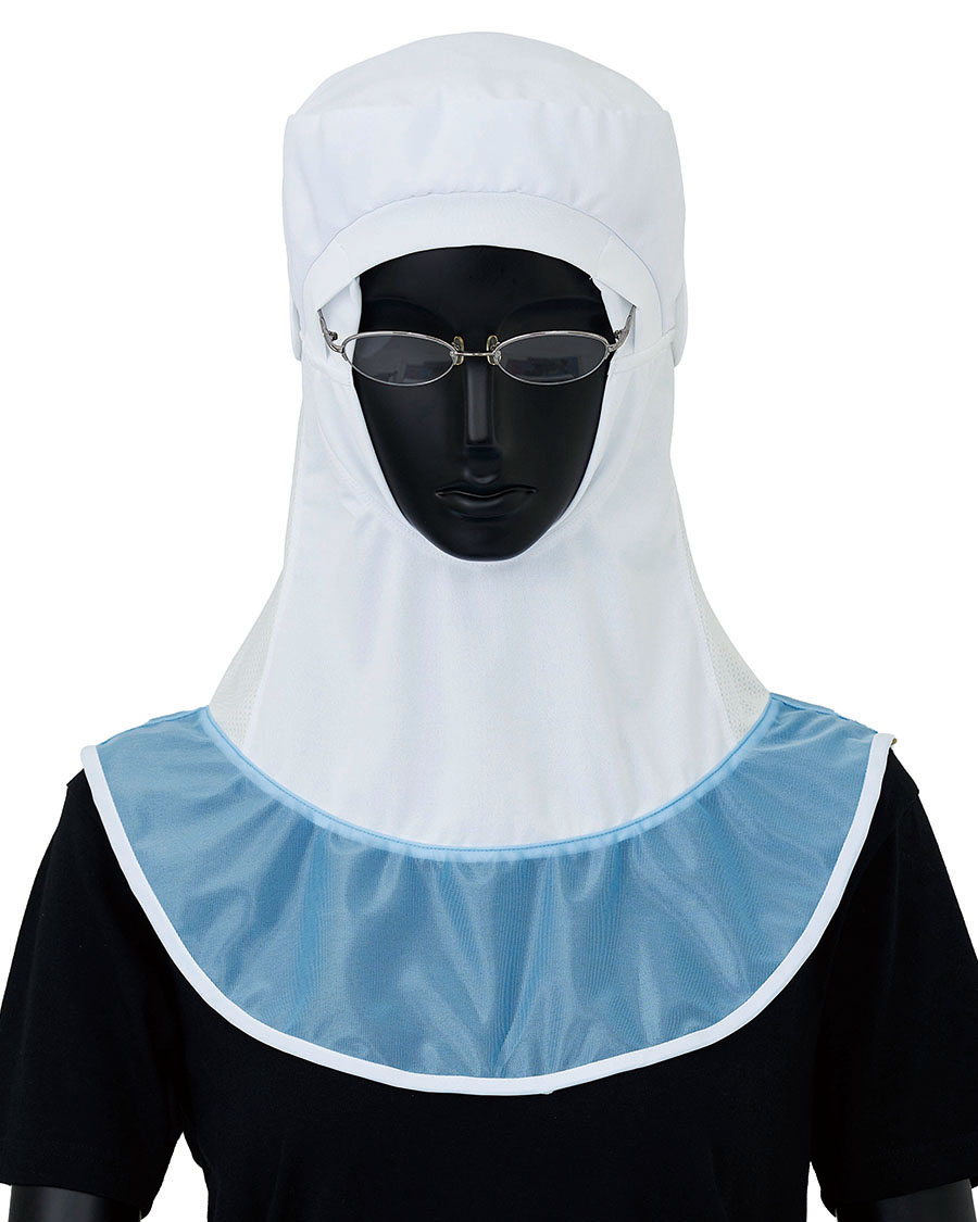 涼みドライ】高温作業向け ロングフード帽(ツバなしかぶりタイプ